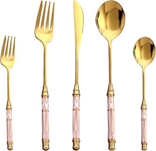 10-piece Silverware Set With Ceramic Handle, Premium Food Grade Stainless Steel Flatware Sets, Mirror Polished Cutlery Set, Dishwasher Safe (for 2 People)