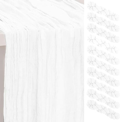 10 Pack White Cheesecloth Table Runner 35x120 Inch 10Ft Rustic Gauze Cheese by SuBleer