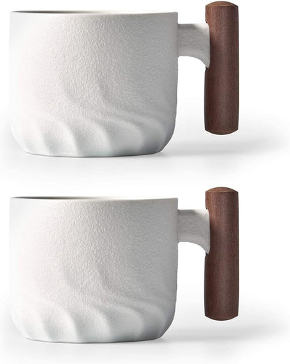 Ceramic Espresso Cups with Wooden Handle Espresso Shot Cups Ceramic Tea Cups by BlogBlog
