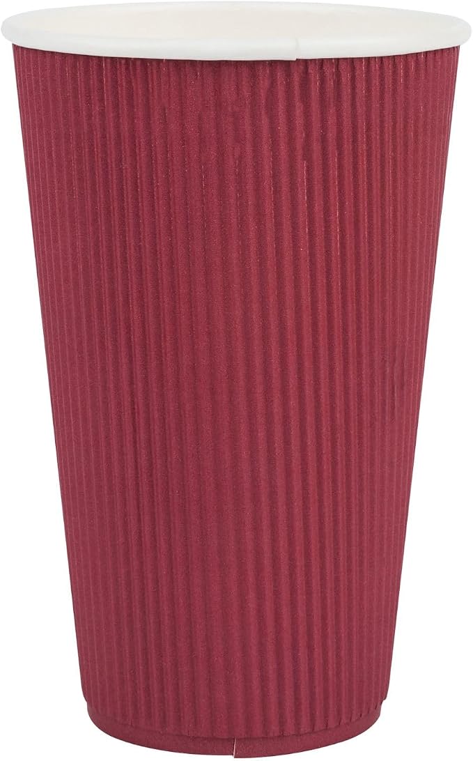 Restaurantware Ripple Wall Coffee Cups 500 Count 16 Ounce Insulated Crimson - Image 2