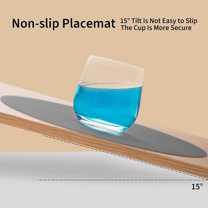 Myir JUN 15 Inches Round Placemats Set of 6 Faux Leather Place Mats | - Image 5