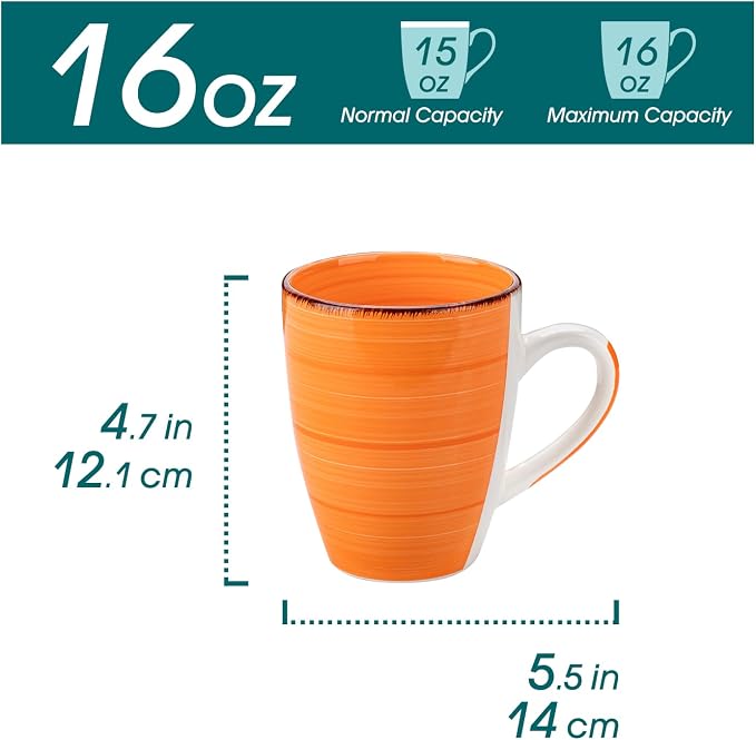 vancasso Bonita 16 Oz Large Coffee Mugs Set of 6, Ceramic Coffee Cups - Image 2