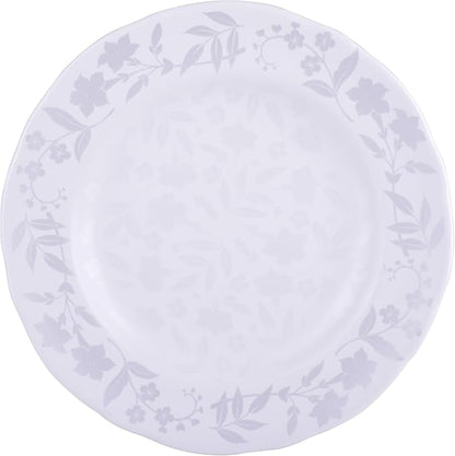 222 Fifth 12-Piece Porcelain Dinnerware Set for 4, Glossy White Plates and Bowls Sets with Silver Flower Pattern, Luxury Ceramic Dish Set, Elegant Kitchen Dishes for Everyday Dining, Refreshed Floral