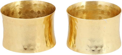 Handmade Round Hammered Golden Napkin Rings Holder for Dinning Table Parties Everyday, Set of 12