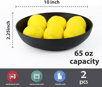 Large salad bowls, 65oz Salad bowls set of 2, Unbreakable Plastic bowls - Image 2