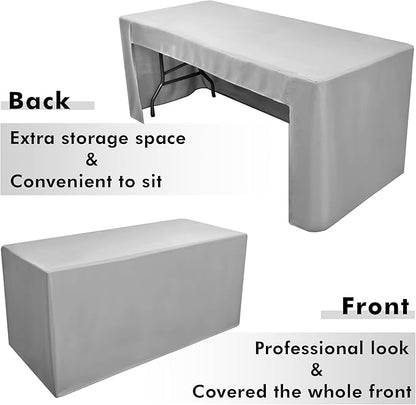 Nasitos 2 Pack Silver Fitted Tablecloth for 4 Foot Tables-Open Back Folding Table Cover Washable and Wrinkle Resistant Table Cloth for Parties, Wedding, Banquet, Jewelry Shows, Craft Fair, Cocktails