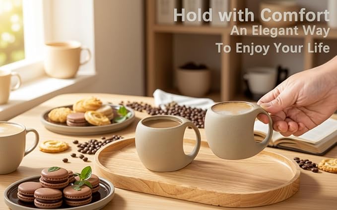 Cute Small Coffee Cups, Double Espresso Cup, 4 oz, Neutral Beige, Mini Coffee - Image 7