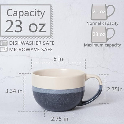 Ceramic Large Coffee Mug Set of 2, 23 Oz, Jumbo Mug Soup Bowls - Image 2