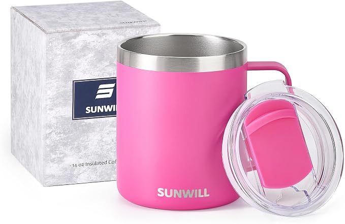 SUNWILL Insulated Coffee Mug, Stainless Steel 14 oz, Splash-Proof Lid | Keeps - Image 5