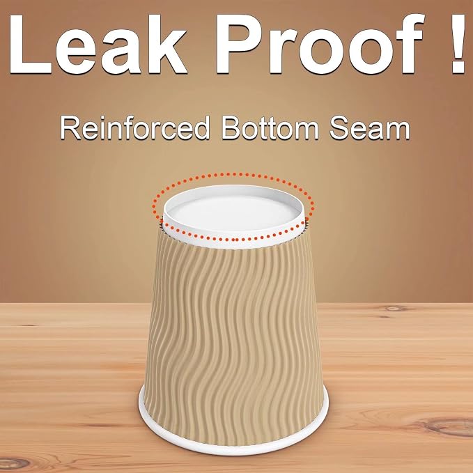 Hot 8 oz Disposable Insulated Corrugated Sleeve Ripple Wall Paper Coffee Cups - Image 4