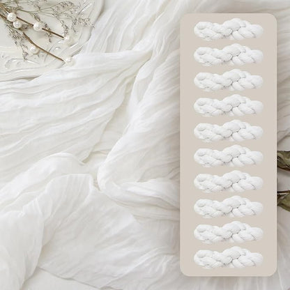 10Pcs White Cheesecloth Table Runner Wedding Bridal Boho Decorations | 35x120 by FEXIA