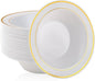 100PCS Plastic Bowls with Gold Rim 12oz Disposable Soup Bowls | Plastic Bowls by JOLLYPARTY