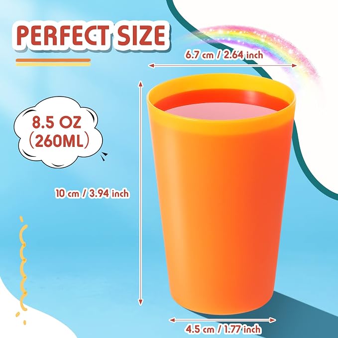 Potchen 150 Pieces Kids Plastic Cups 8.5 oz Reusable Drinking Cups Stackable - Image 3
