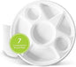 three leaf 7 COMPARTMENT BAGASSE ROUND PLATE, 200 Ct. Heavy-Duty- Super Strong- Natural- Eco-Friendly Disposable Bagasse Plates, 100% Biodegradable 7 compartment plates