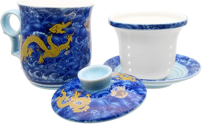 Porcelain Tea Cup with Infuser Lid and Saucer Sets - Image 5