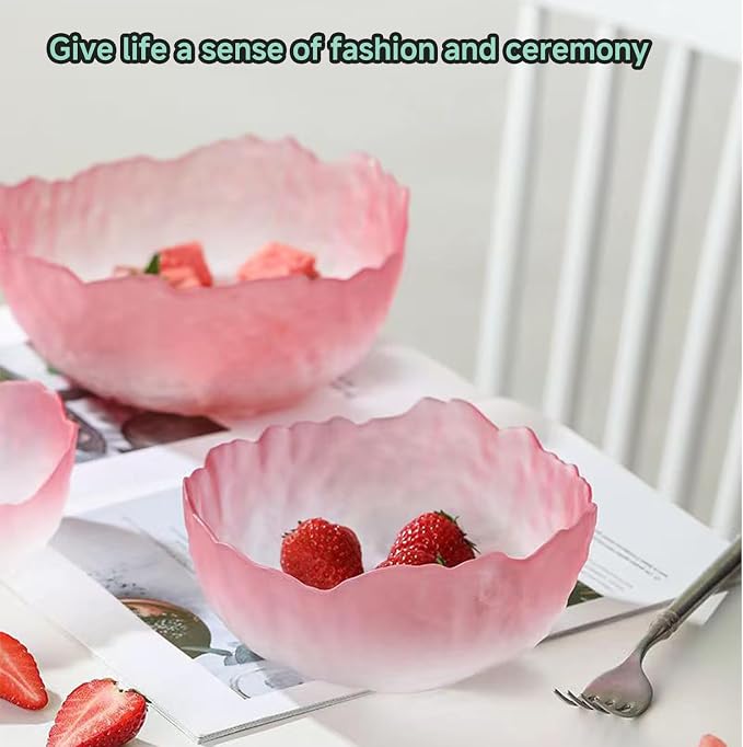 Glass Bowl for Salad Candy Fruit Serving, Decorative Bowl, Dish-Pink 7.6" | - Image 7