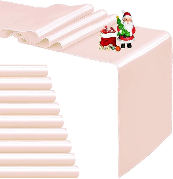 Pufogu 10-Pack Rose Gold Satin Table Runner 12 x 108 Inch Long Bright and by Pufogu