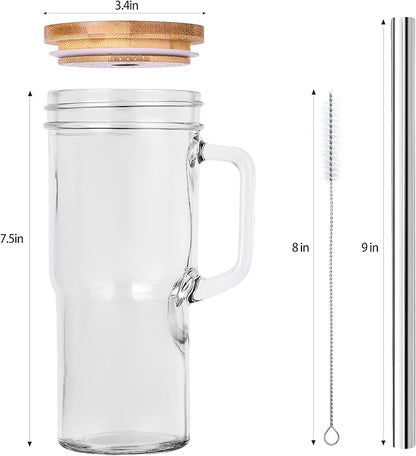 24oz Glass Cups with Lids and Straws - Image 7