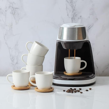 HASENSE 3 Ounce Espresso Cups and Saucers Set of 6, Demitasse Cups - Image 5