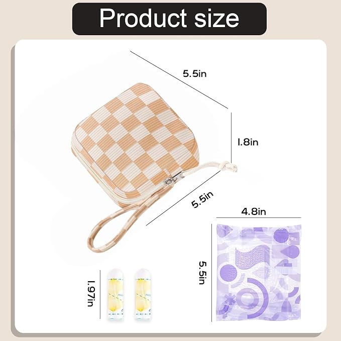 Corduroy Period Pouch for Women, Cute Sanitary Pad Pouch - Image 2