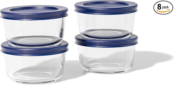 8-Piece Glass Food Storage Containers Set | 7-Ounce, Leakproof | Microwave by DuraLiving