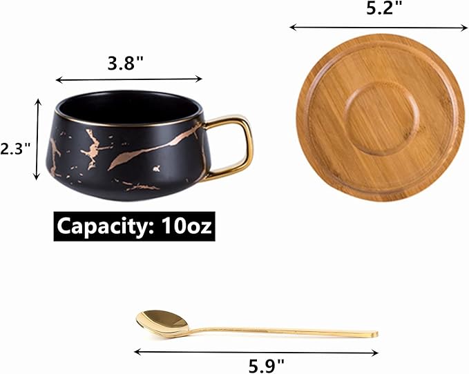 Peohud 2 Pack Ceramic Tea Coffee Cup, 10 OZ Coffee Mug - Image 2