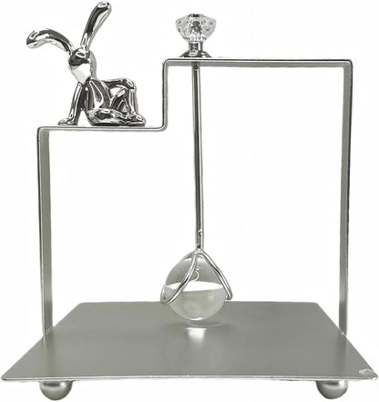 Bunny Napkin Holder for Tabletop, Decorative Square Plastic Rabbit Paper Towel Dispenser - Compact for Kitchen Counter, Home Bar, Farmhouse & Restaurant Table Decor (Silver)