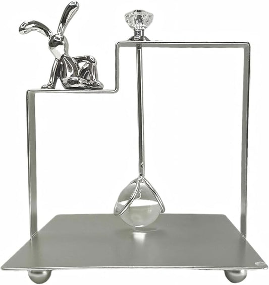 Bunny Napkin Holder for Tabletop, Decorative Square Plastic Rabbit Paper Towel Dispenser - Compact for Kitchen Counter, Home Bar, Farmhouse & Restaurant Table Decor (Silver)