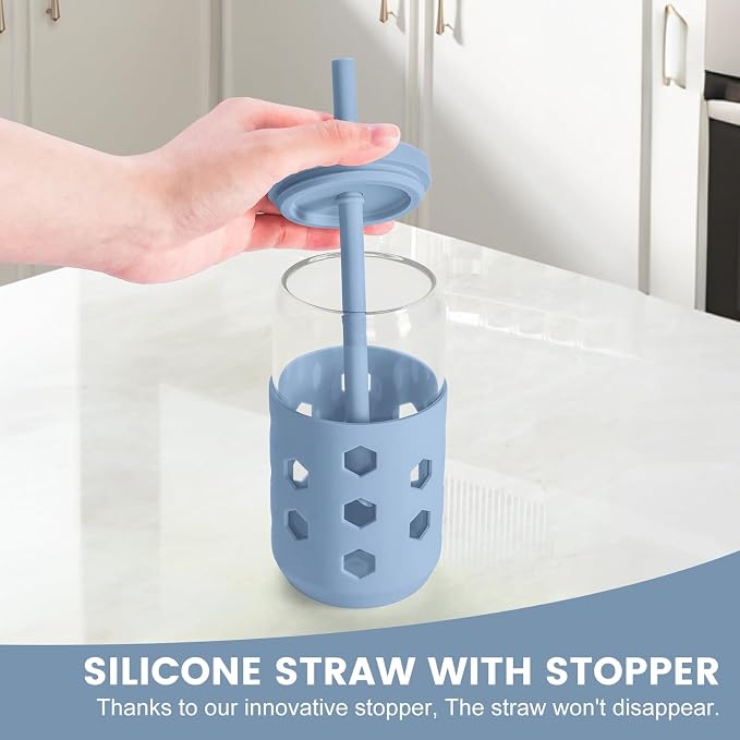 Mrsdry 16 oz Glass Cups with Lids and Straws - Image 7