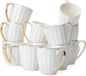 BTaT- White Coffee Mugs with Gold Rim, Porcelain Coffee Mugs by BrewToATea