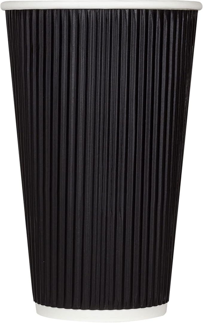 Karat 16oz Ripple Insulated Coffee Hot Cups Black Double Poly Lined Paper Hot by Karat