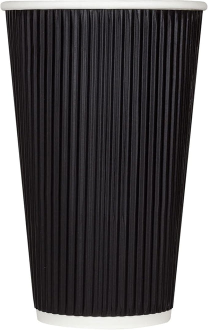 Karat 16oz Ripple Insulated Coffee Hot Cups Black Double Poly Lined Paper Hot by Karat