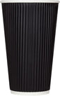 Karat 16oz Ripple Insulated Coffee Hot Cups Black Double Poly Lined Paper Hot by Karat