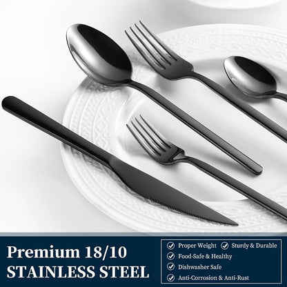 Black Silverware Set, 20-Piece Flatware Set - Image 6