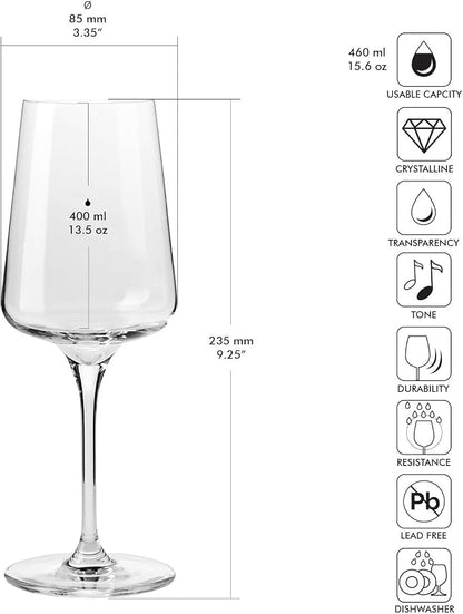 Krosno White and Sparkling Large Wine Glasses Drinking 13, 5 oz – Set of 4 - Image 2