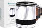 Elemental Recess Lowball Tumbler, 10oz Triple Wall Stainless Steel Cup with Non-Shattered Tritan Lid, Insulated Whiskey Glass, Insulated Coffee Tumbler Mug for Hot & Cold Drinks - White Marble
