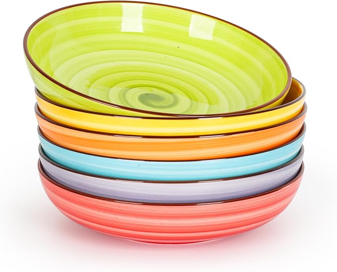 KitchenTour Pasta Bowls, Ceramic Salad Bowls Serving Bowl Set 26 oz, 8 Inch by KKitchenTour