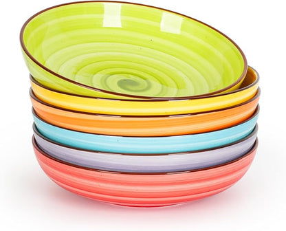 KitchenTour Pasta Bowls, Ceramic Salad Bowls Serving Bowl Set 26 oz, 8 Inch by KKitchenTour