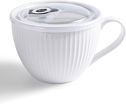 24oz Soup Mug with Handle & Lid, Microwave Soup Bowl/Cup, Ice Cream and by Hoilse