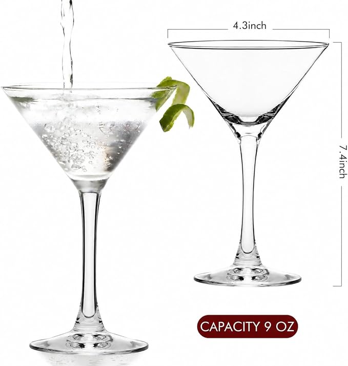 Chouggo Martini Glasses Set of 4, Hand Blown Premium Crystal Cocktail Glasses - Image 4