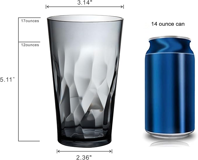 JGIRL Unbreakable Plastic Drinking Glasses, 16 Ounces | 16 oz plastic Tumbler - Image 2