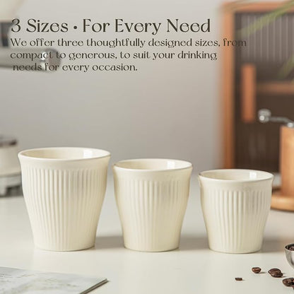KEMORELA Espresso Cups Set of 3 – 5.5oz/7oz/10oz Ceramic Espresso Cups - Image 6