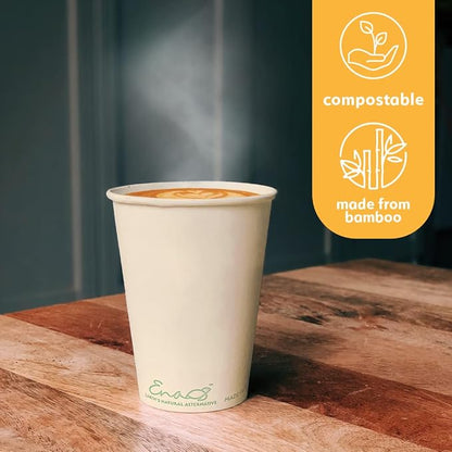 100% Compostable Disposable Coffee Cups Paper Cups Made from Bamboo, - Image 4