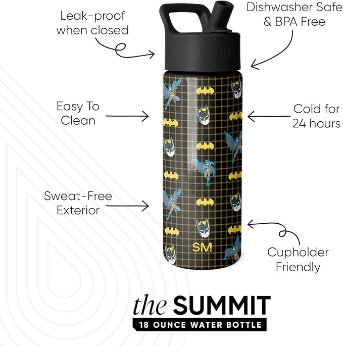 Simple Modern Batman Kids Water Bottle & Toddler Cup | 18oz | Insulated - Image 2