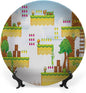 Ceramic Display Plate, Video Games Ceramic Hanging Decorative Plate, Cartoon Retro Computer Graphic Kids Western, 10 Inch, Household Custom Ceramic Plate, Multicolor