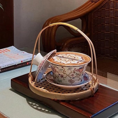 Chinese Gaiwan Tea Cup, Asian Traditional Porcelain Kungfu Handleless Tea Cup - Image 2