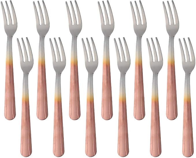 Oyster Fork Set of 12, 5.4 Inch Stainless Steel Cocktail Forks, 3 Tines Mini by KitchenDining