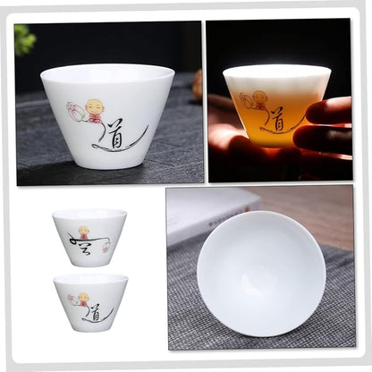 2Pcs Ceramic Tea Cups Retro Style Porcelain Teaware Delicate Handleless Kung Fu - Image 4