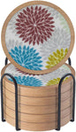Wood Coasters Set of 6 with Holder, Cewiru Cup Mat by Unknown