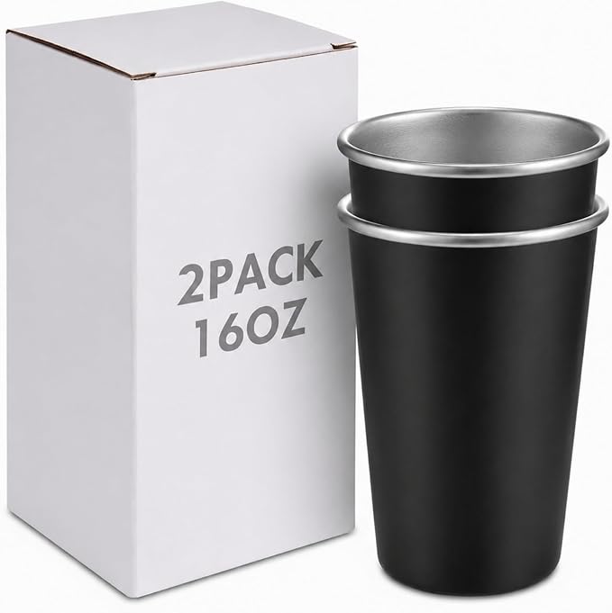 Mimorou 2 Pack Stainless Steel Pint Cups Metal Cups Unbreakable Drinking Water by Mimorou